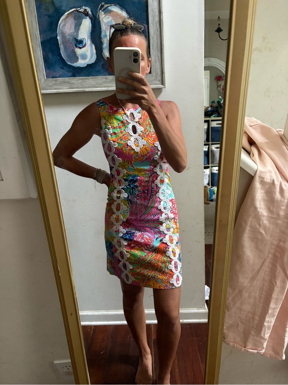 Lilly Pulitzer Multi-Color Floral Lace-Trim Sleeveless Mini Dress